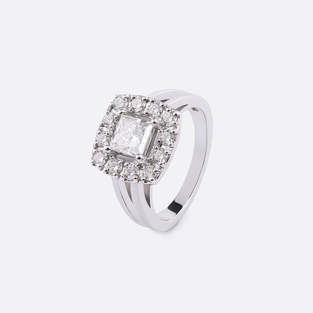Solitaire Princess Ring 18K White Gold | 1.61 CT