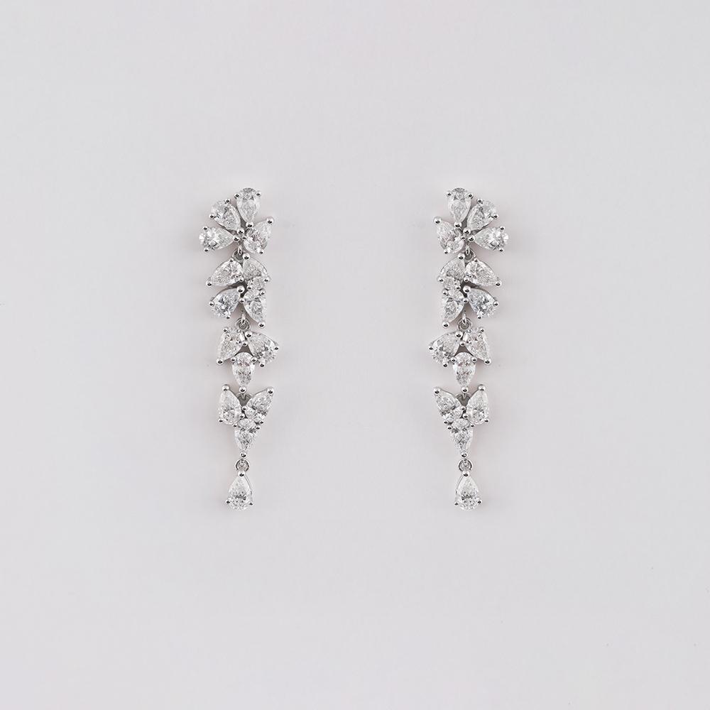Long Pear Diamond Earrings 18K White Gold | 6 CT